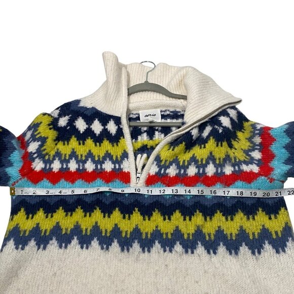 Fair Isle 1/4 Zip chunky Knit Sweater Ribbed Collar Nordic Pattern Womens XS - Picture 8 of 10